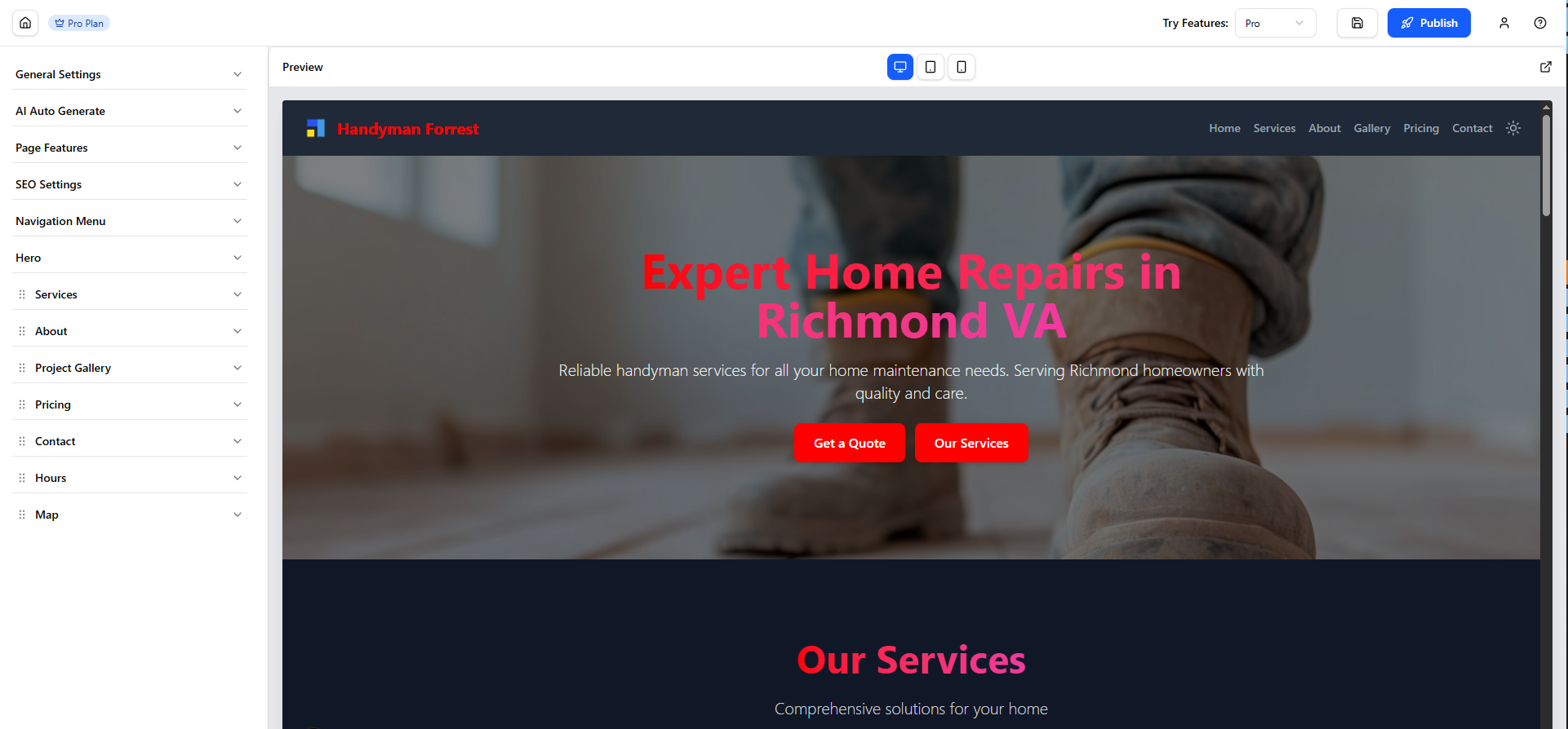 Website Builder Interface